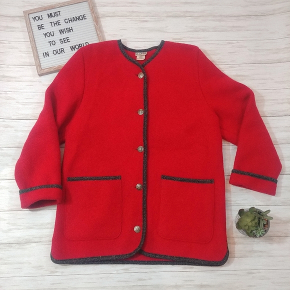 L.L. Bean Austrian Wool Button Down Sweater Blazer - Picture 1 of 6